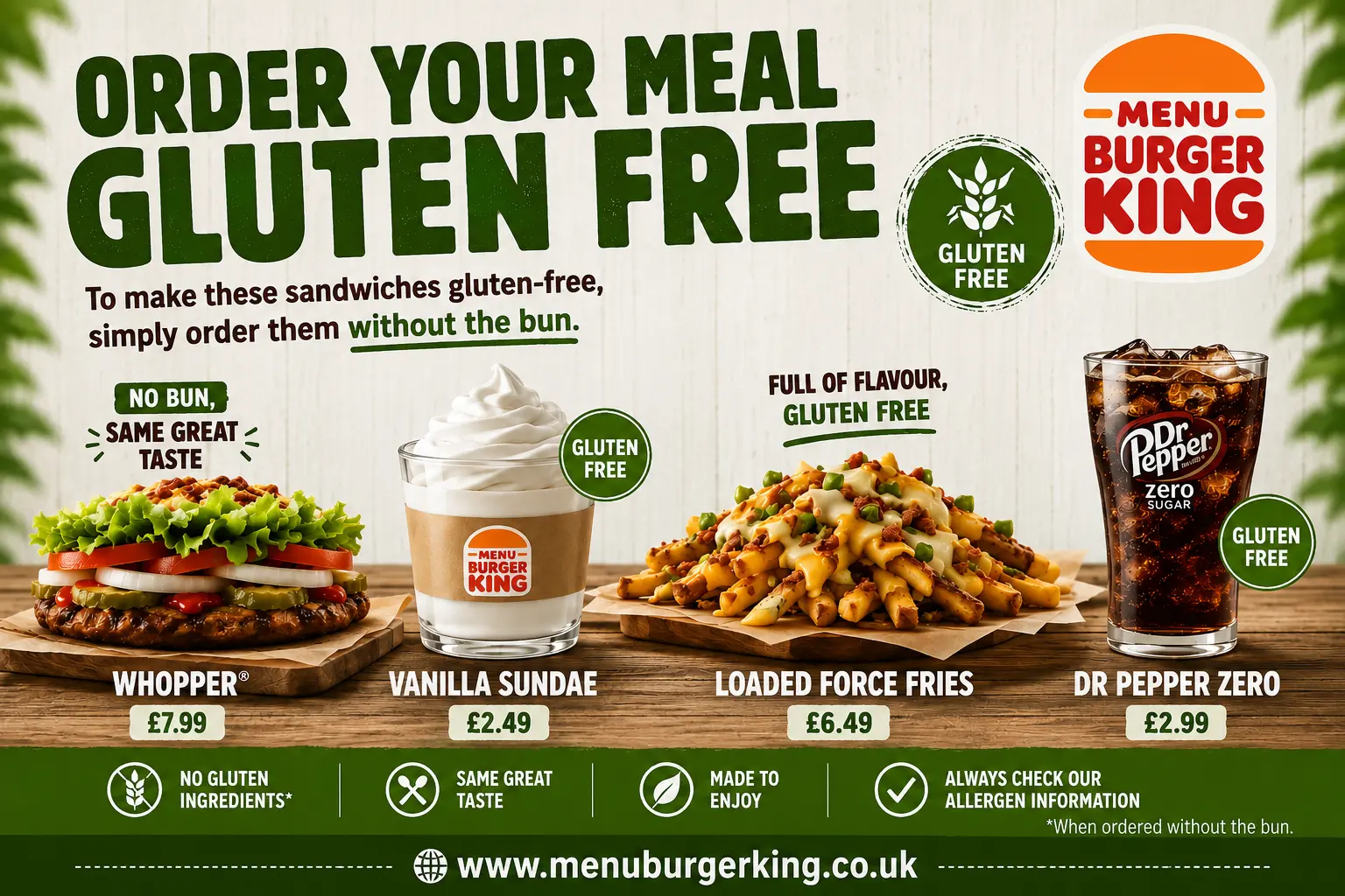 Bunless Burger King burger patty served with salad, representing gluten-free options in the UK