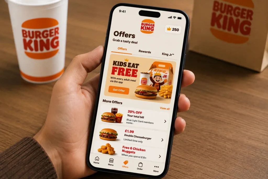 Burger King app Crowns loyalty programme and Offers tab
