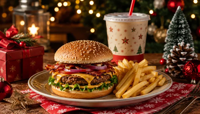 Burger King seasonal menu items styled for the festive season in the UK