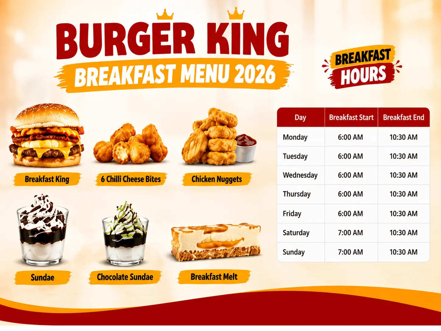 Burger King Breakfast Menu