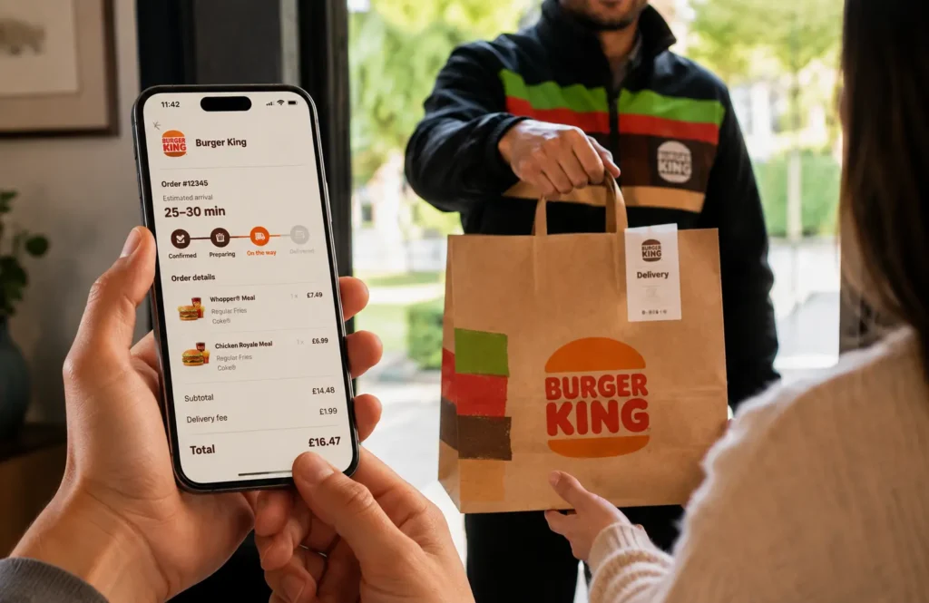 Ordering Burger King delivery on a phone app