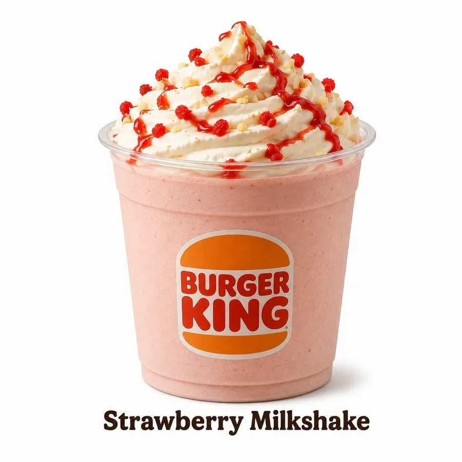 Burger King Strawberry Milkshake with creamy whipped topping