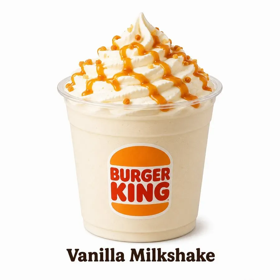 Burger King Vanilla Milkshake with creamy whipped topping