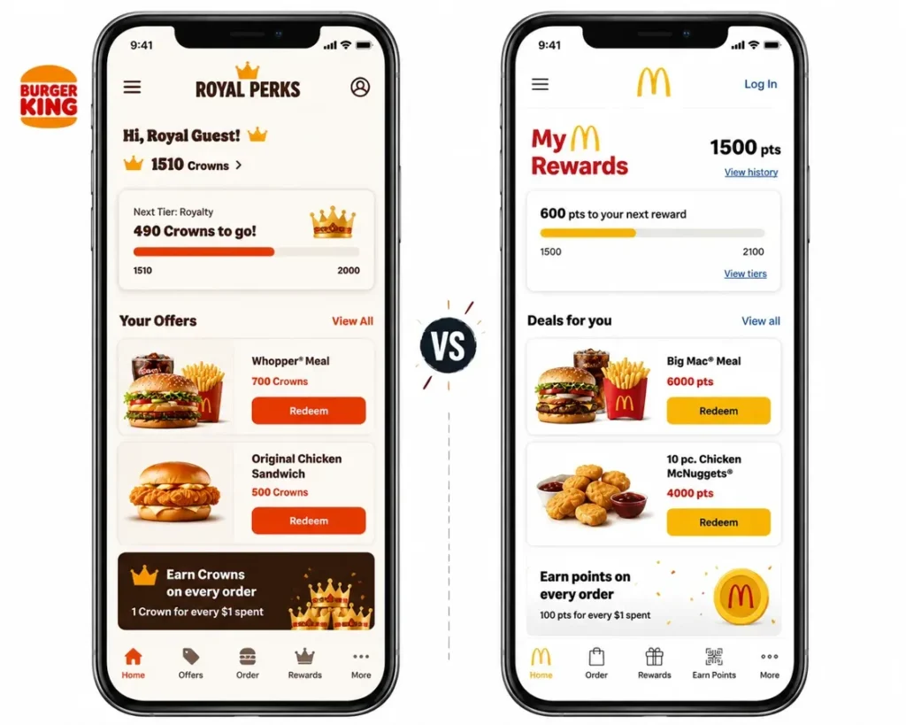 Burger King Royal Perks app next to McDonald's Rewards app