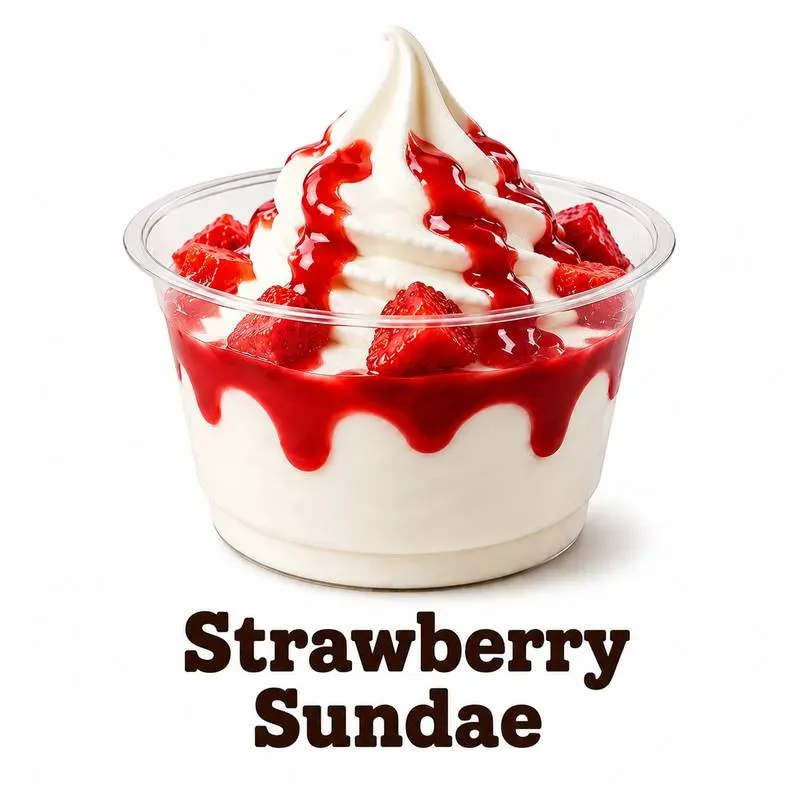 Burger King Strawberry Sundae with soft serve and strawberry sauce