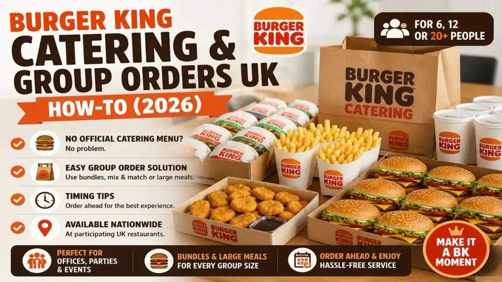 Burger King group order laid out on a table for a party in the UK
