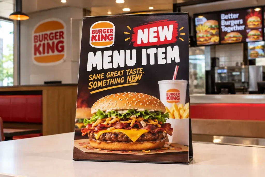 Burger King new menu item signage UK