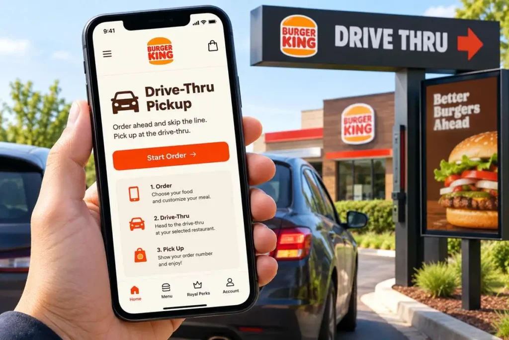 Ordering ahead on Burger King app for drive thru