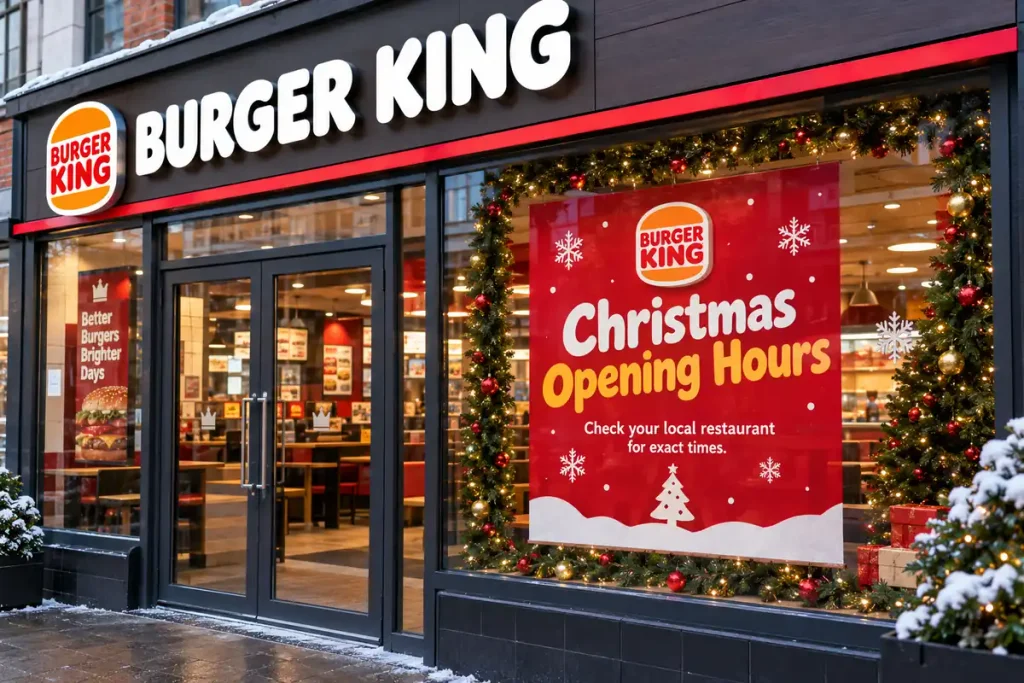 Burger King UK Christmas opening hours sign