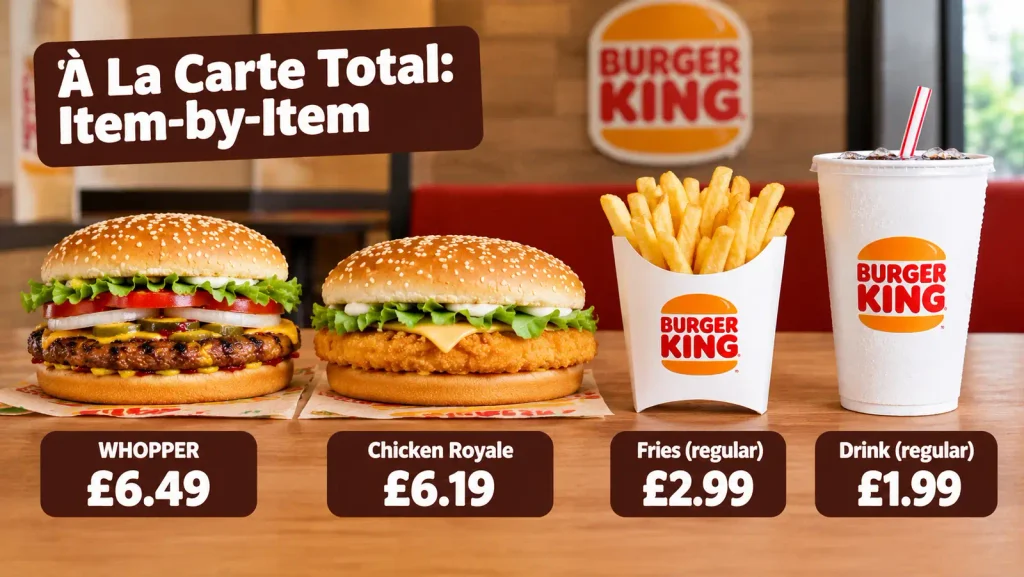 Burger King à la carte items UK