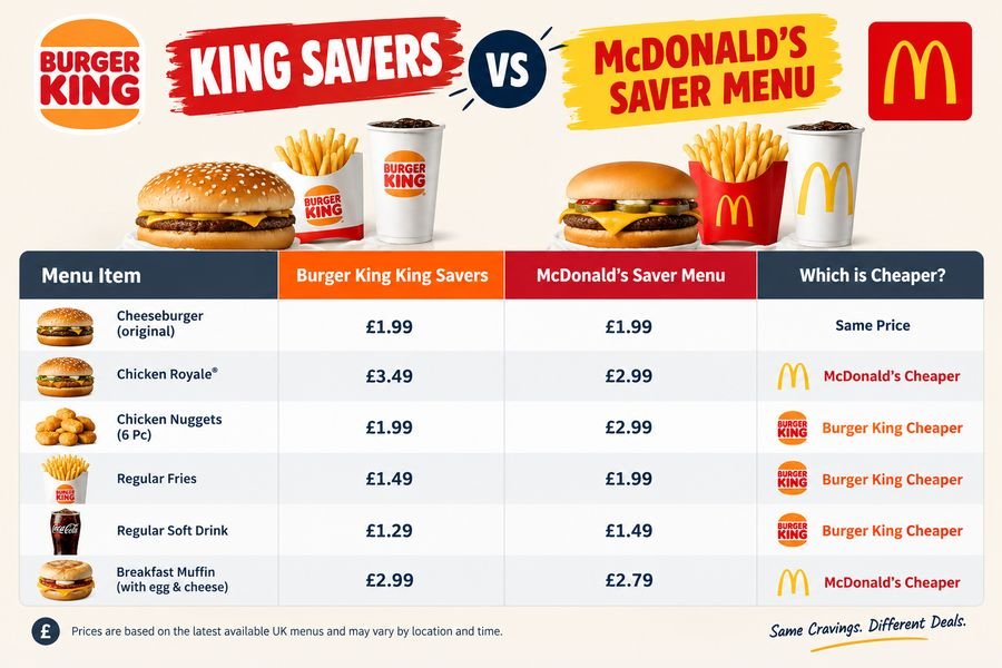 King Savers vs McDonald's Saver Menu price comparison